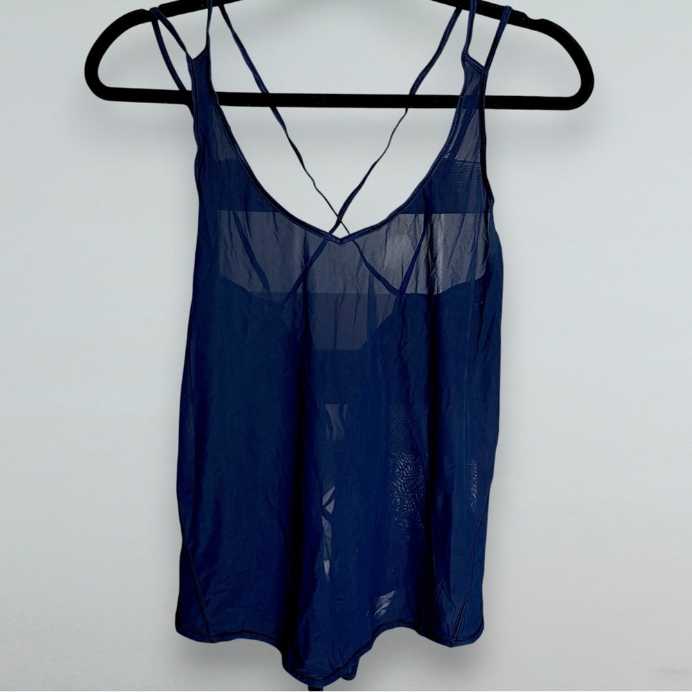 Lululemon Sheer Mesh Strappy Tank 💙 Dark Blue | Size S
